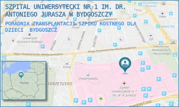 PORADNIA TRANSPLANTACJI SZPIKU KOSTNEGO DLA DZIECI - SZPITAL UNIWERSYTECKI NR 1 IM. DR. ANTONIEGO JURASZA W BYDGOSZCZY - MARII SKŁODOWSKIEJ-CURIE 9, BYDGOSZCZ